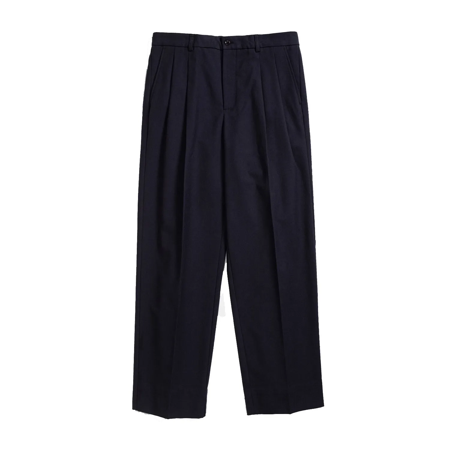 Benn Relaxed Pleated Wool Trouser - Dark Navy sold by Stomping Ground