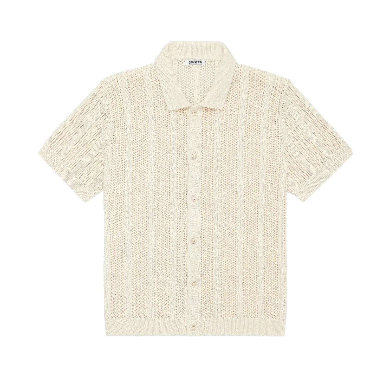 Short Sleeve Knit Shirt - Ecru Mesh Stripe sold by Stomping Ground