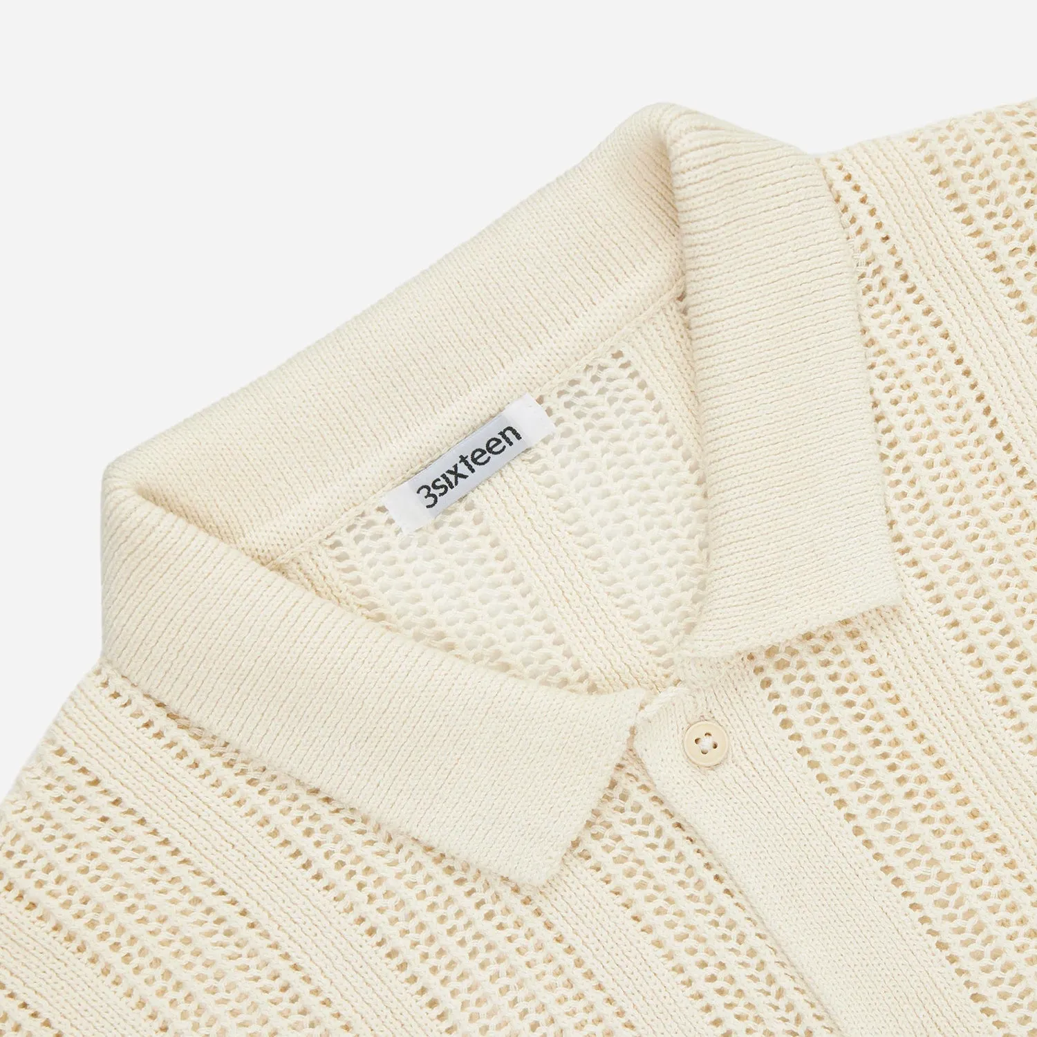 Short Sleeve Knit Shirt - Ecru Mesh Stripe sold by Stomping Ground product image thumbnail 3