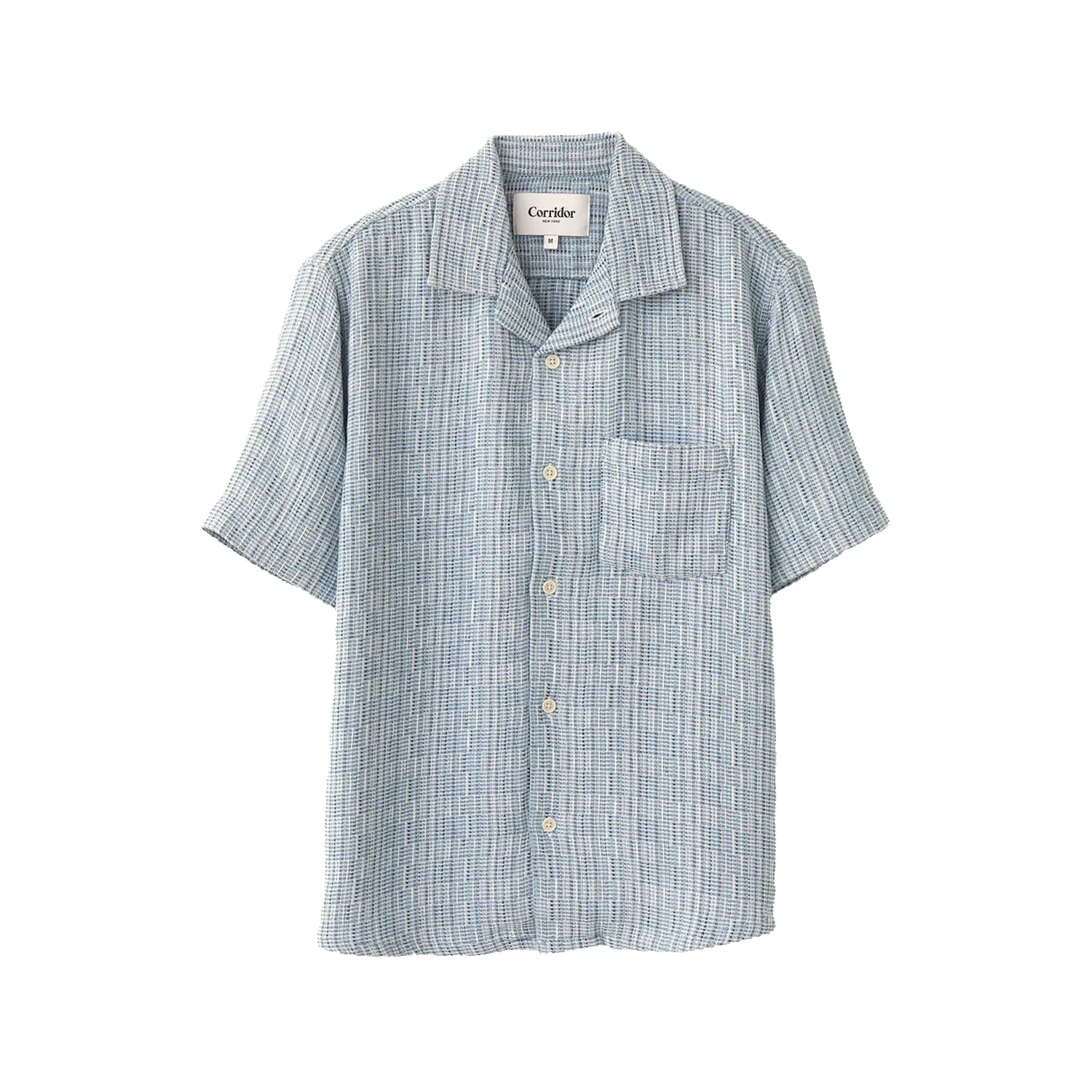Rainbow Weave Camp Collar Shirt - Indigo sold by Stomping Ground