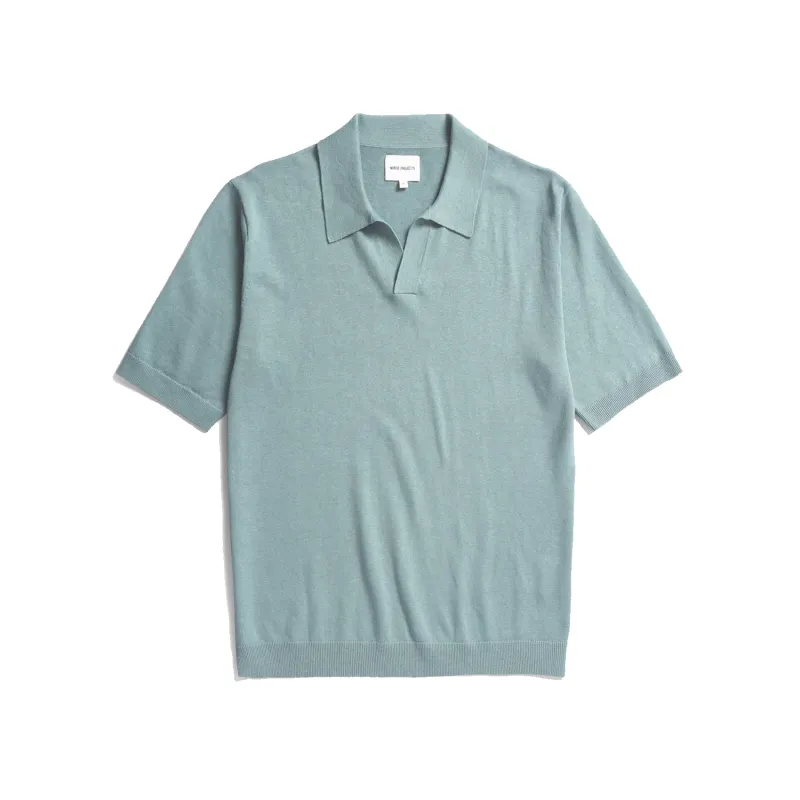 Leif Cotton Linen Polo - Greyish Blue sold by Stomping Ground