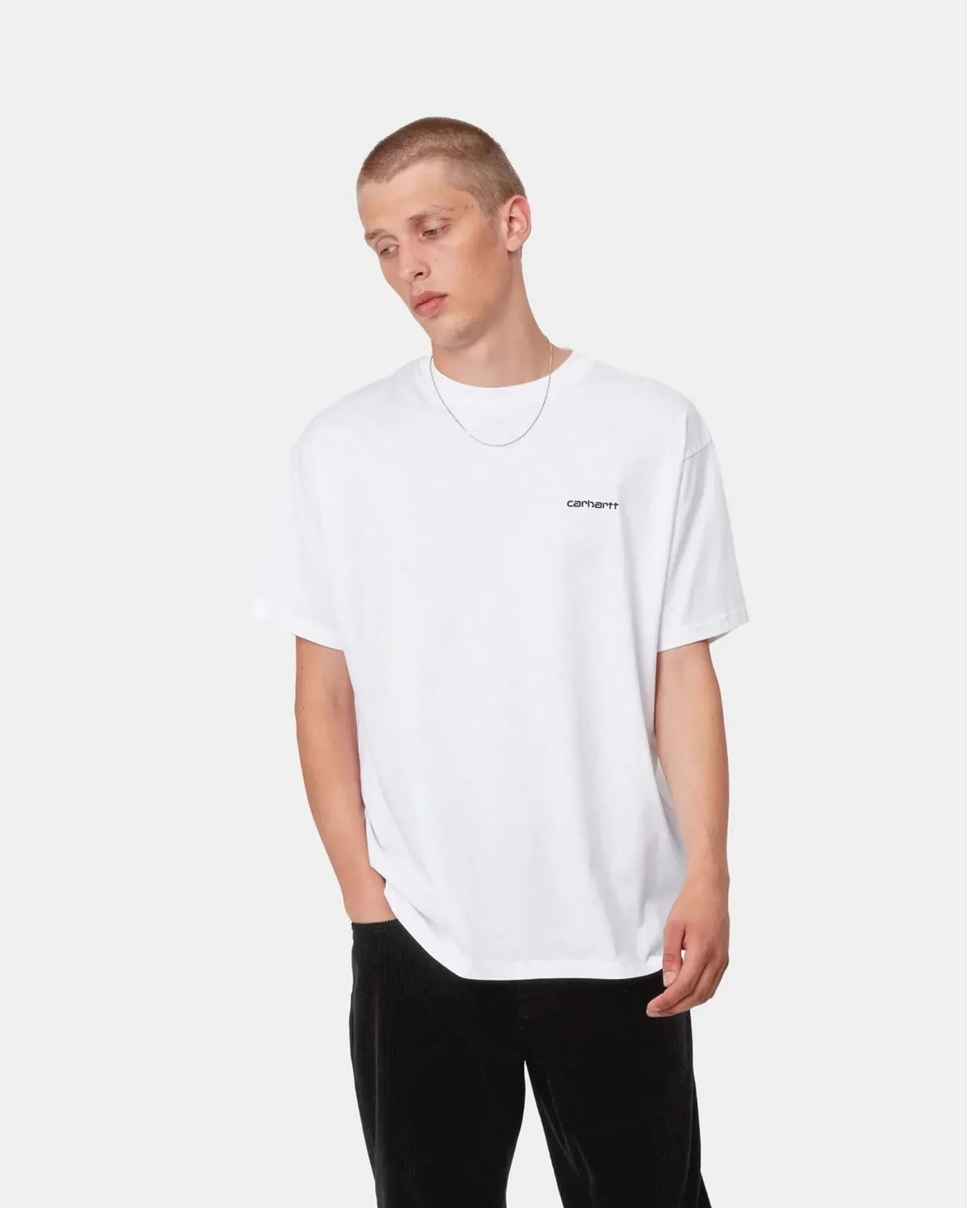 S/S SCRIPT EMBROIDERY T-Shirt - White/Black sold by Stomping Ground product image thumbnail 2