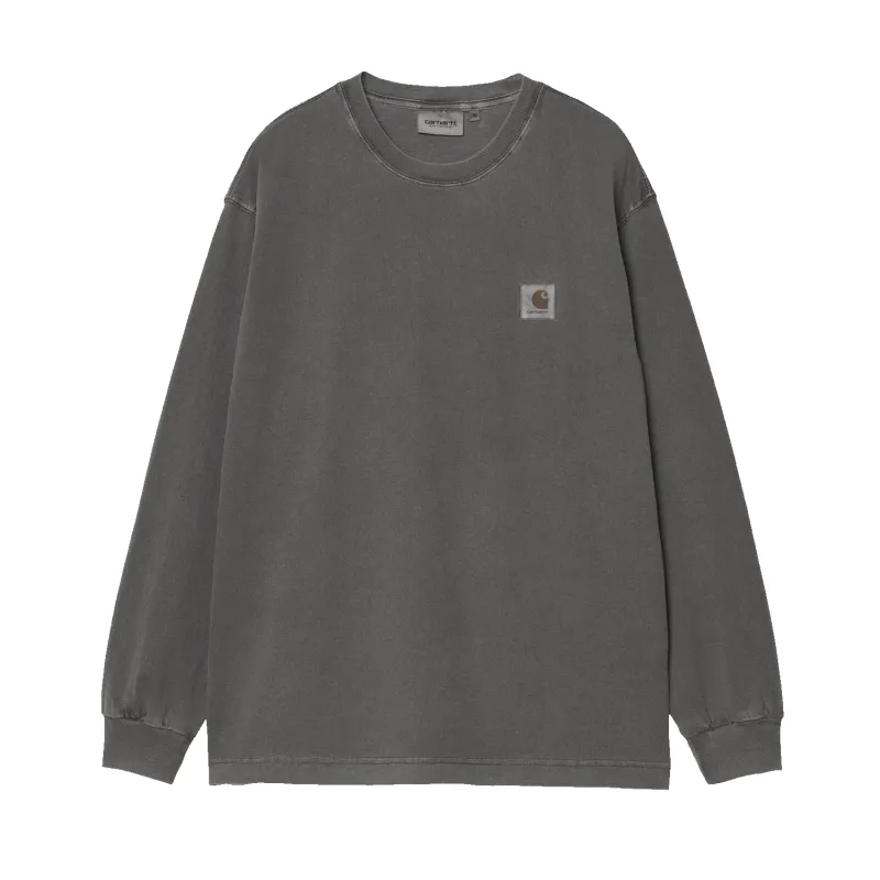 L/S Nelson T-shirt - Graphite garment dyed sold by Stomping Ground