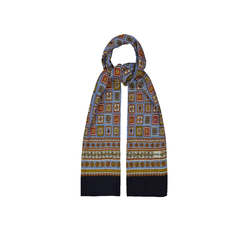 Medallion Tubular Scarf - Black Blue & Gold sold by Stomping Ground