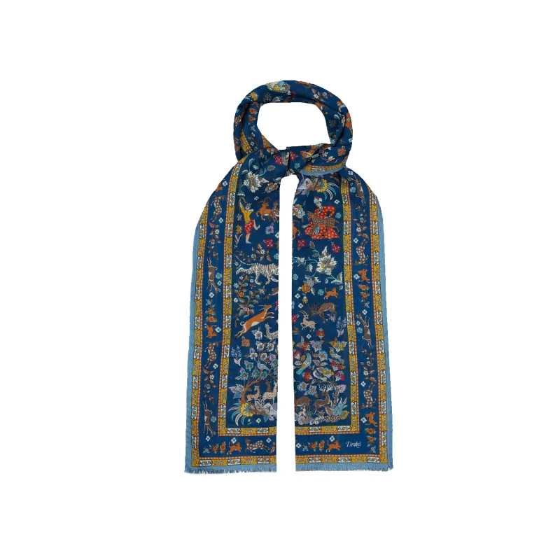Summer Moghul Wool-Silk Scarf - Navy & Teal sold by Stomping Ground