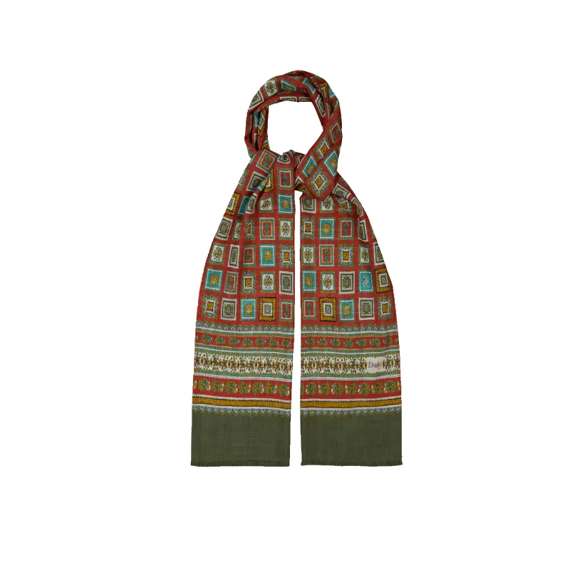 Medallion Tubular Scarf - Green Red & Gold sold by Stomping Ground