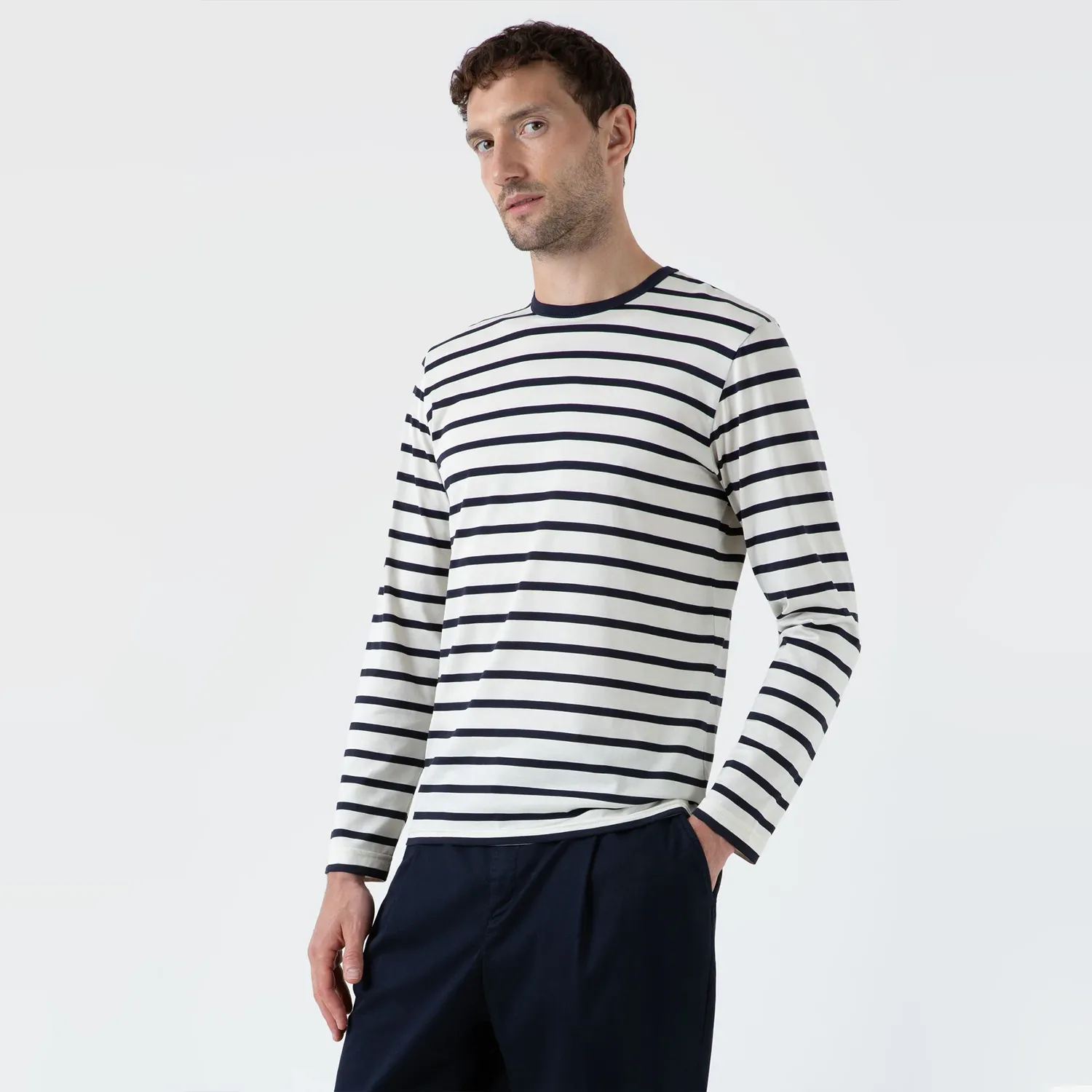 L/S Classic T-Shirt - Ecru/Navy Breton Stripe sold by Stomping Ground product image thumbnail 3