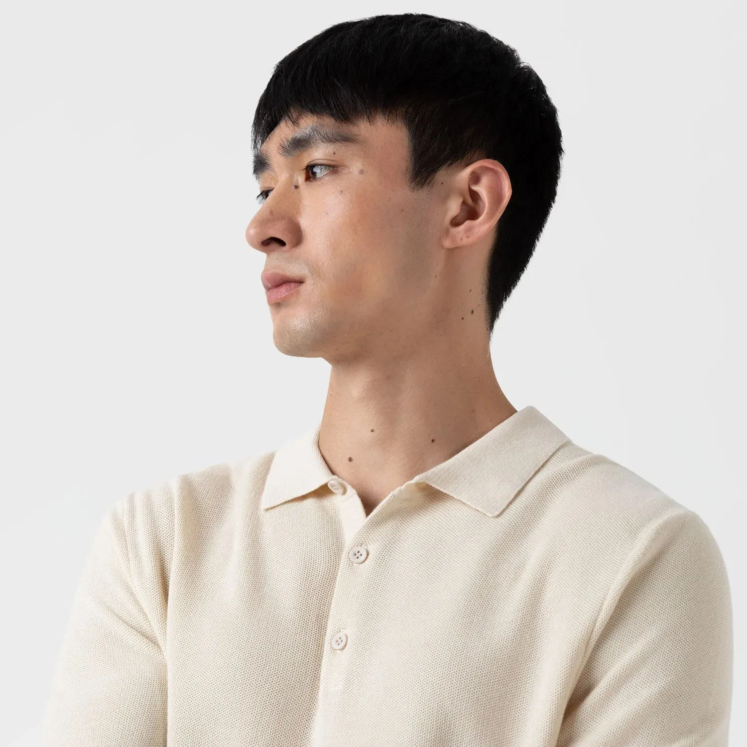 FINE TEXTURE SS POLO - Ecru sold by Stomping Ground product image thumbnail 2