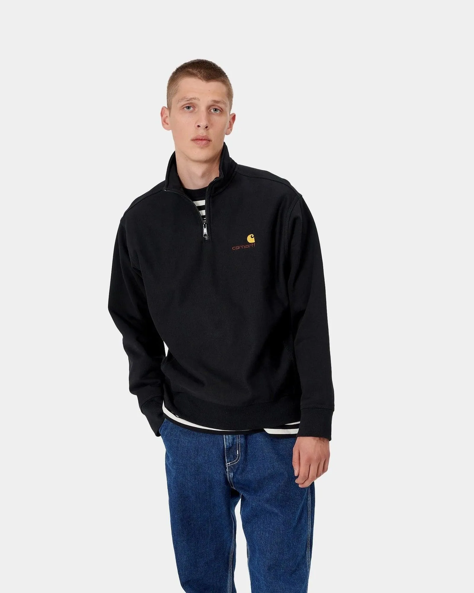 Half Zip American Script Sweatshirt - Black sold by Stomping Ground product image thumbnail 3