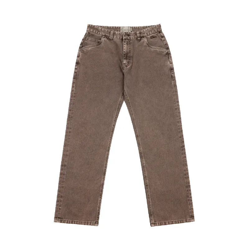 Straight Denim Pants -Washed Brown sold by Stomping Ground