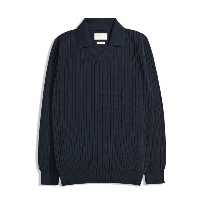 Clifford Knit Polo - Navy Ribbed sold by Stomping Ground