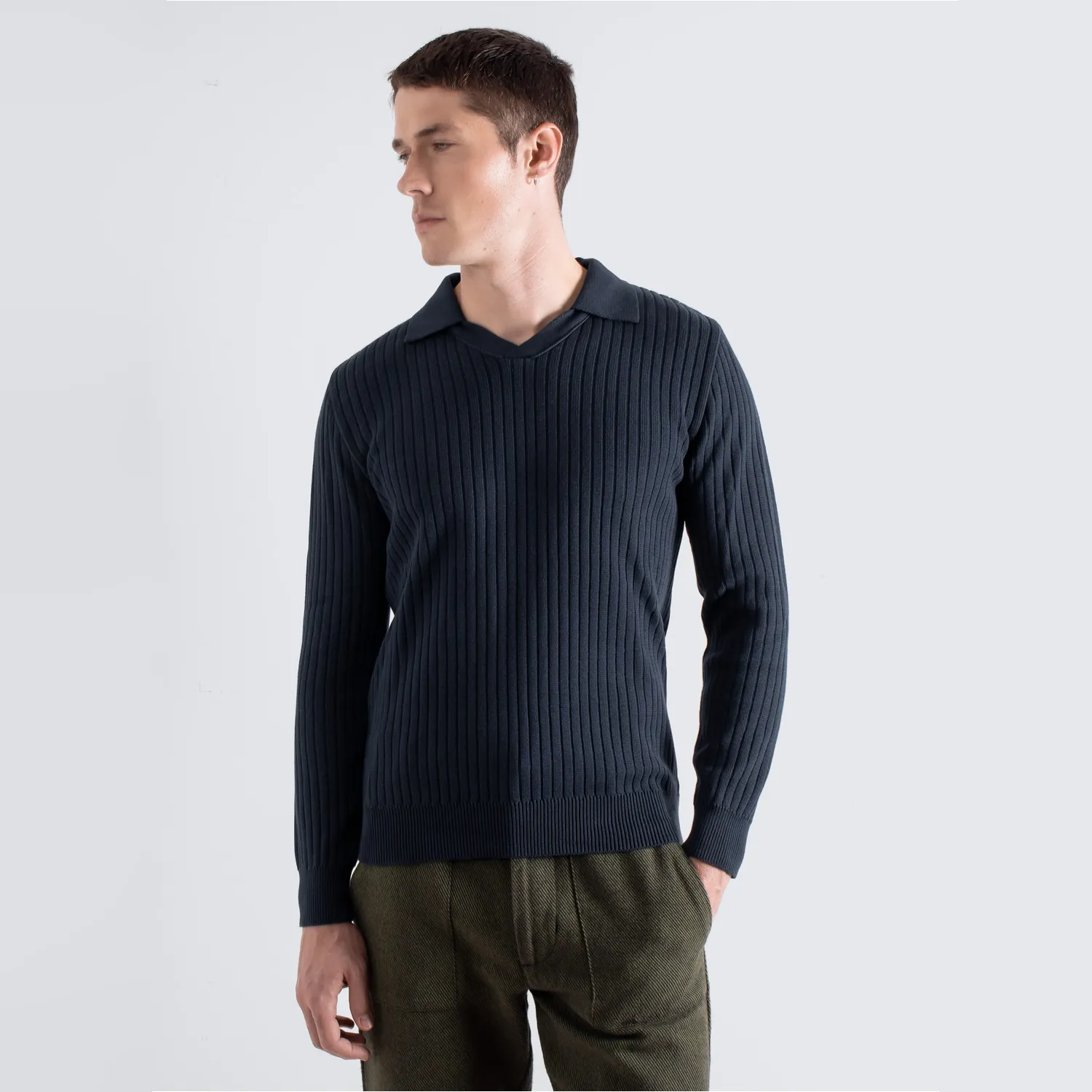 Clifford Knit Polo - Navy Ribbed sold by Stomping Ground product image thumbnail 3