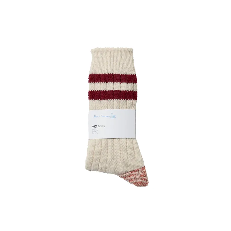 MW75.0228 Sock - Nature / Dark Red made by Merz B. Schwanen
