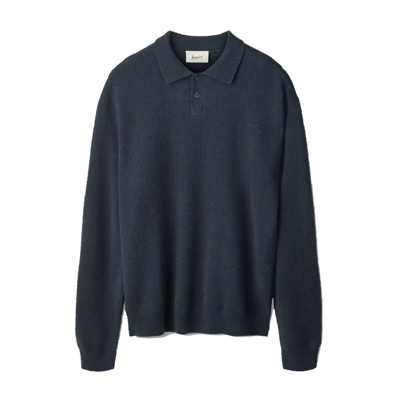 Timber Brushed Polo Knit - Navy made by Foret