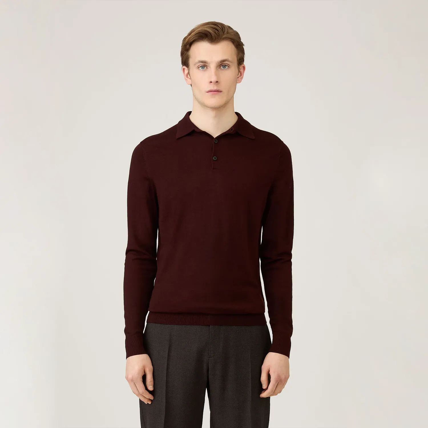 Fine Knit Merino L/S Knit Polo Shirt - Bakelite sold by Stomping Ground product image thumbnail 3