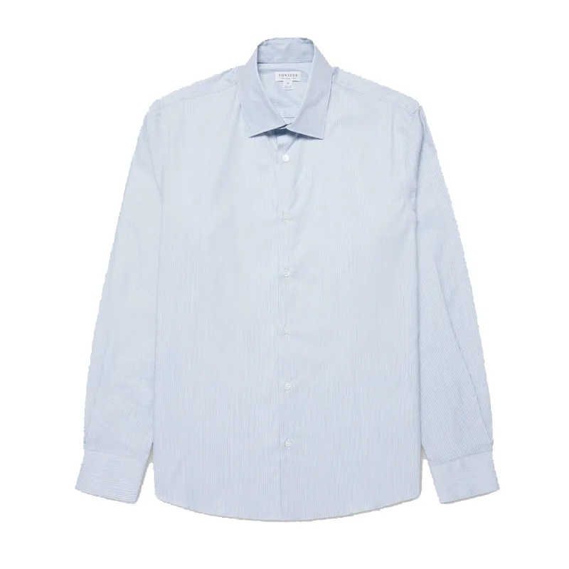 Cotton Stretch LS Shirt - Light Blue Dobby Stripe sold by Stomping Ground