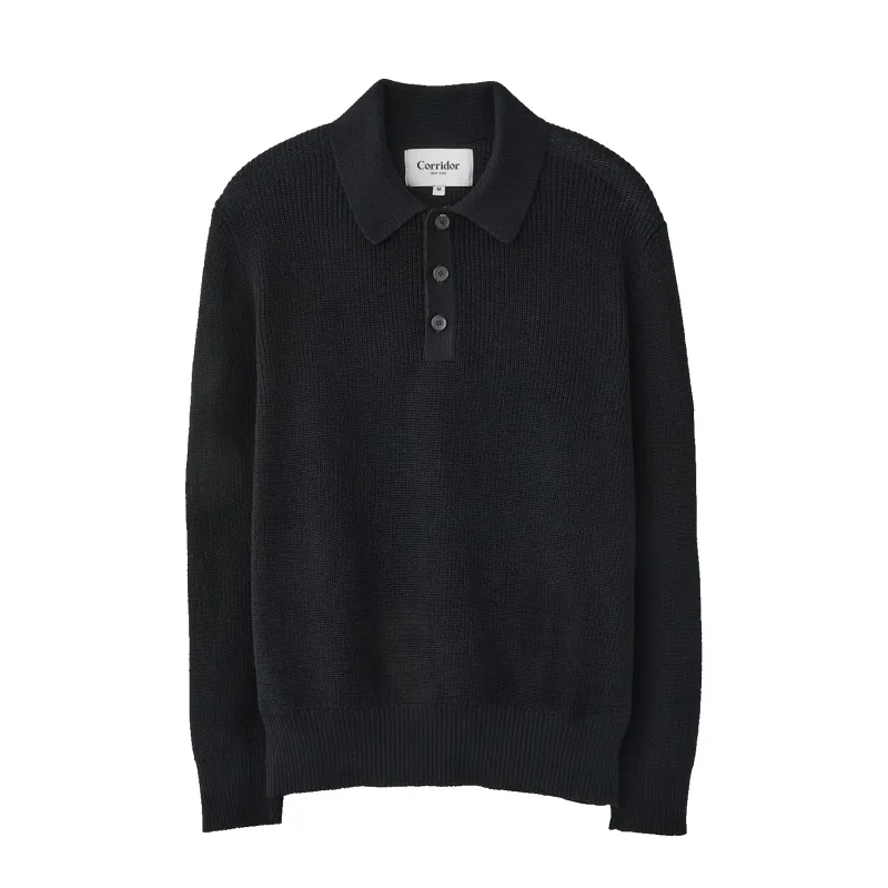 LS Slouchy Polo - Black sold by Stomping Ground