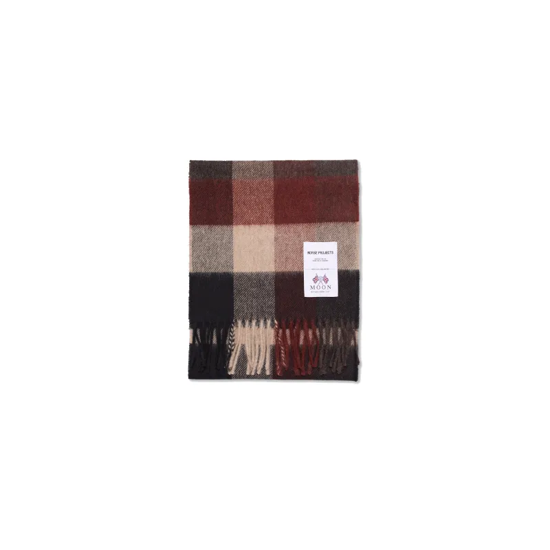 Norse Moon Merino Lambswool Checked Scarf - Espresso sold by Stomping Ground