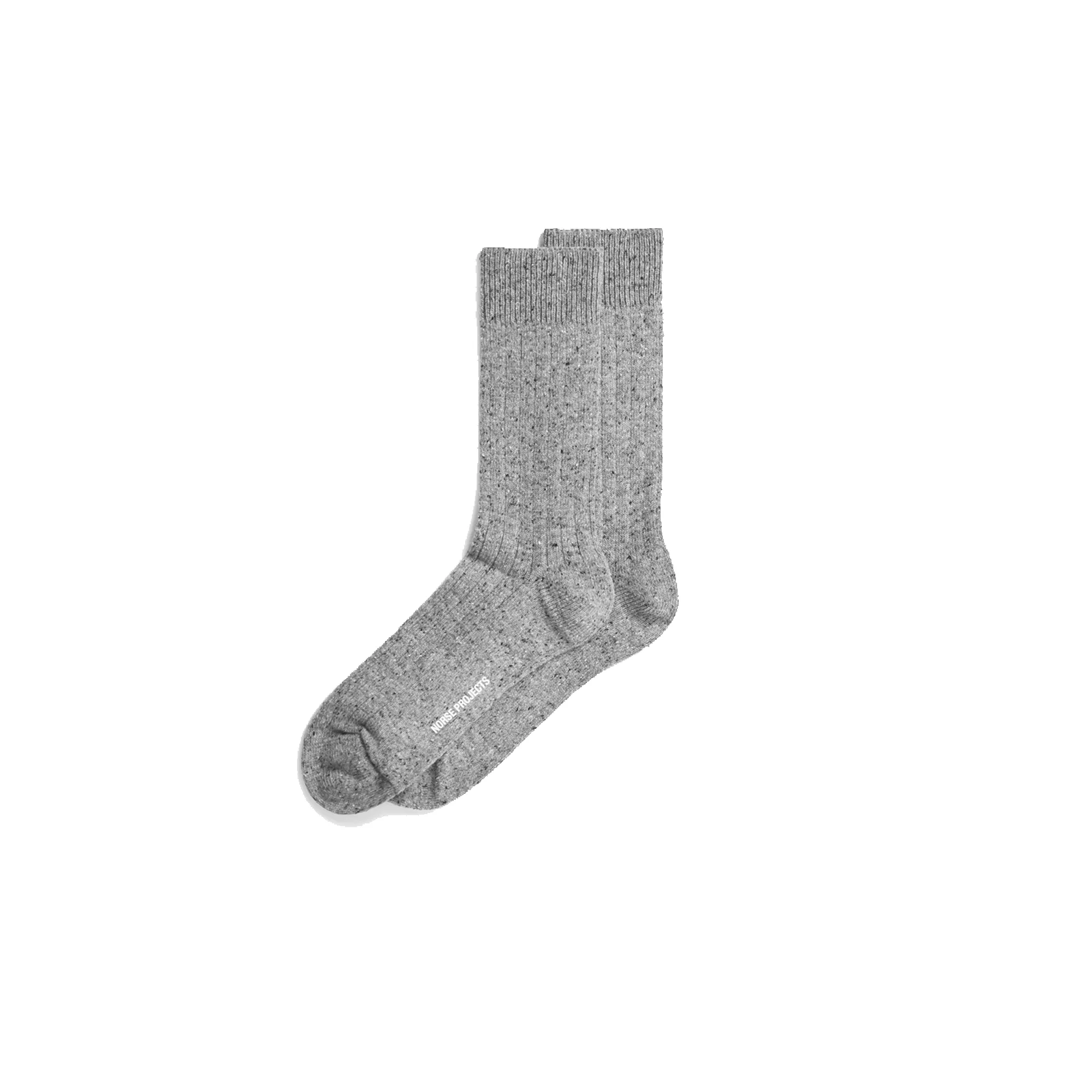 Bjarki Neps Wool Rib Sock - Grey Melange sold by Stomping Ground