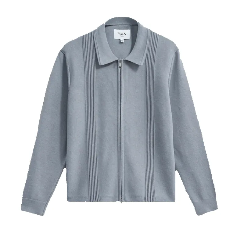 Lennox - Grey Blue Milano Stripe Knitted Polo sold by Stomping Ground