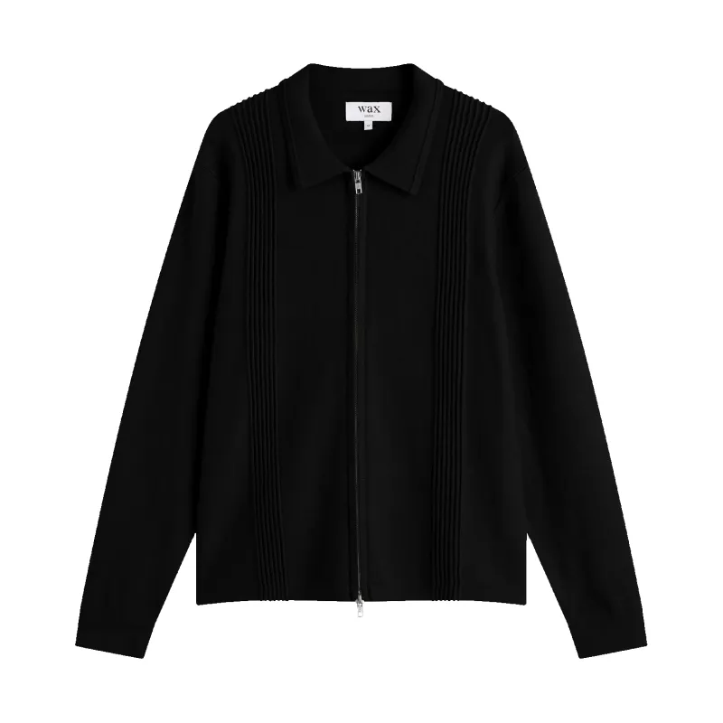 Lennox - Black Milano Stripe Knitted Polo sold by Stomping Ground