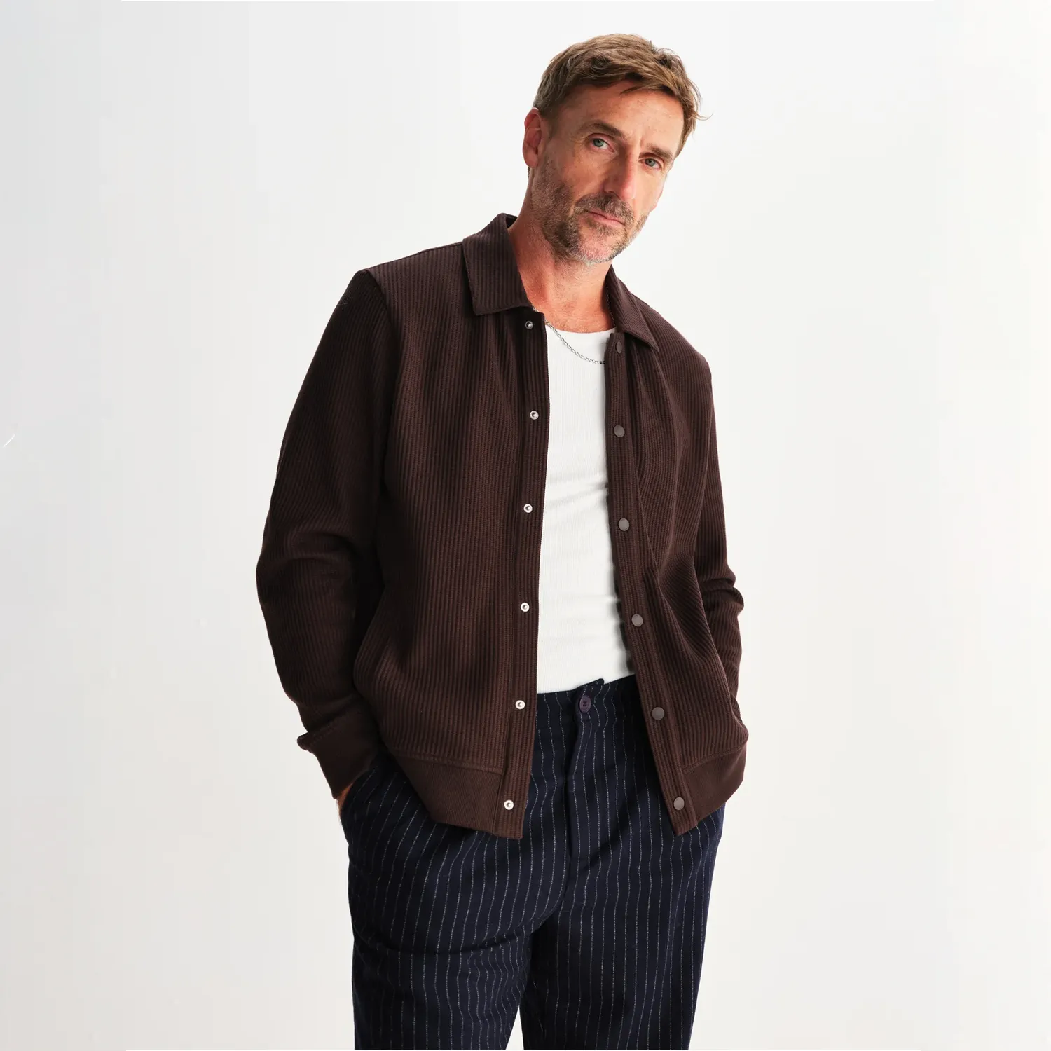 Hays - Brown Structured Waffle Overshirt sold by Stomping Ground product image thumbnail 3