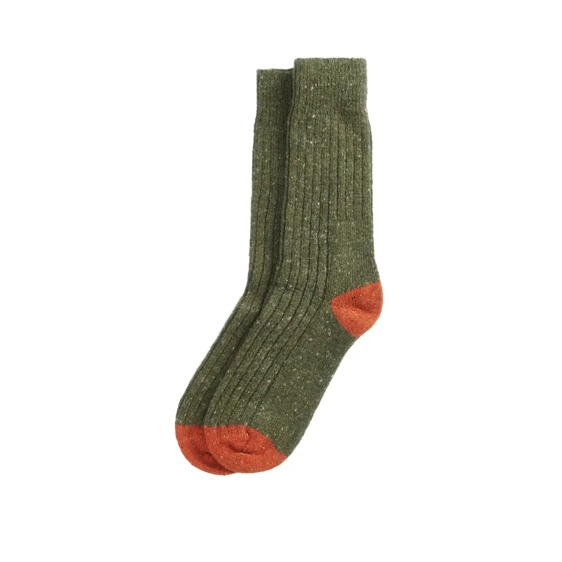 Barbour Houghton Socks - Olive / Burnt Orange sold by Stomping Ground