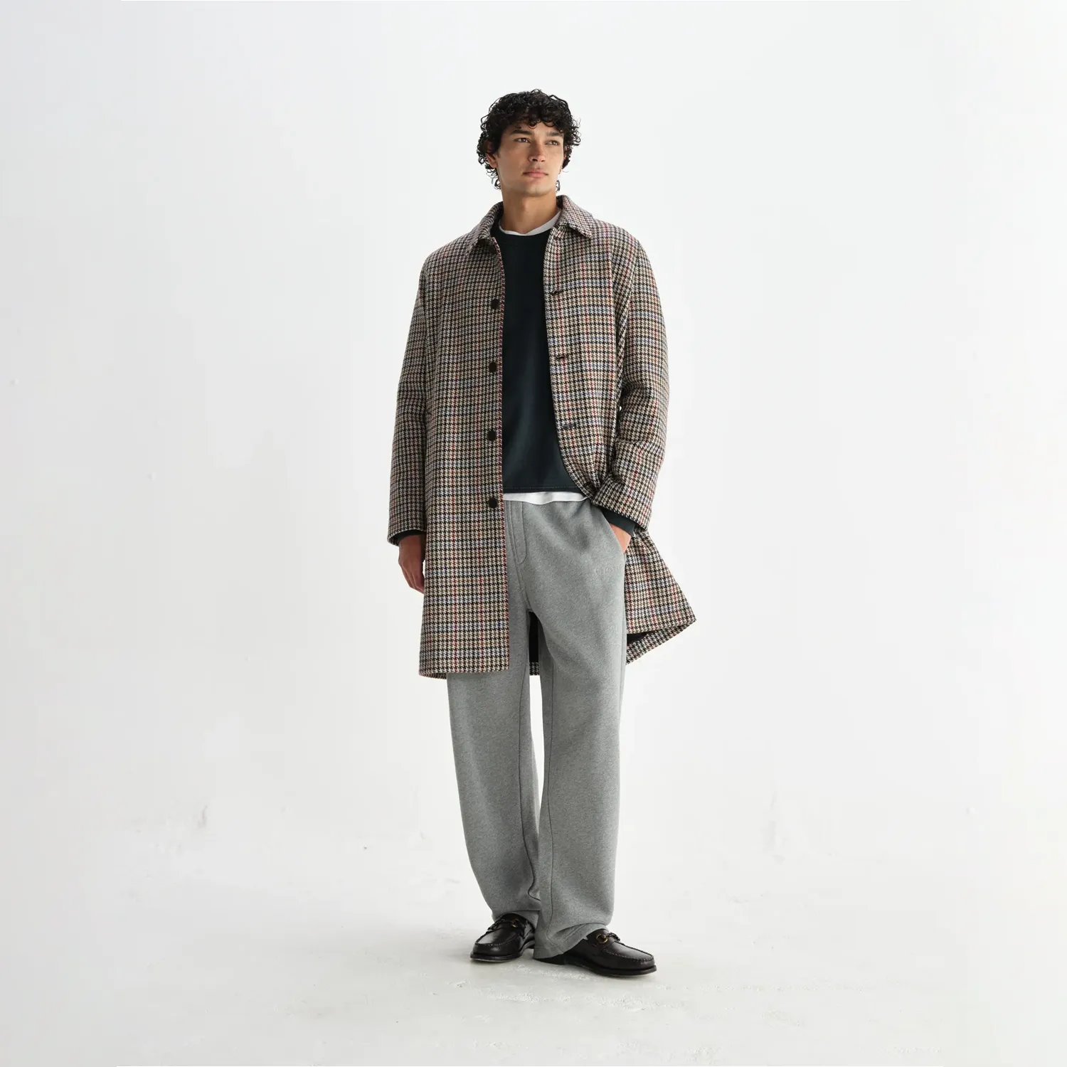 Stan - Natural Houndstooth Check Wool Car Coat sold by Stomping Ground product image thumbnail 2