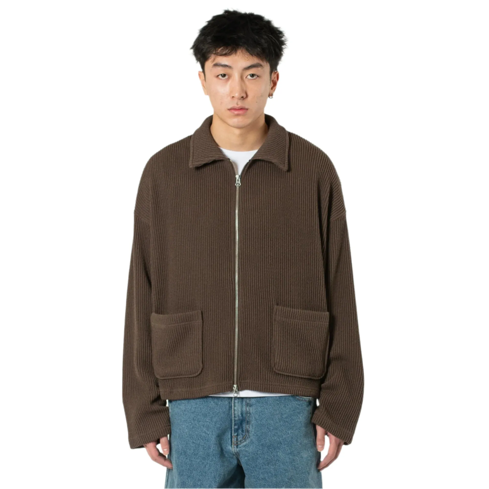 Double Zip Up Pocket Sweater - Brown sold by Stomping Ground product image thumbnail 2