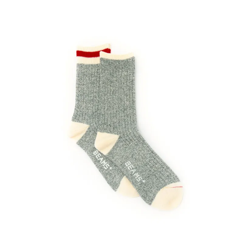 Rag Socks - 2 Pack - Grey / Red made by BEAMS PLUS