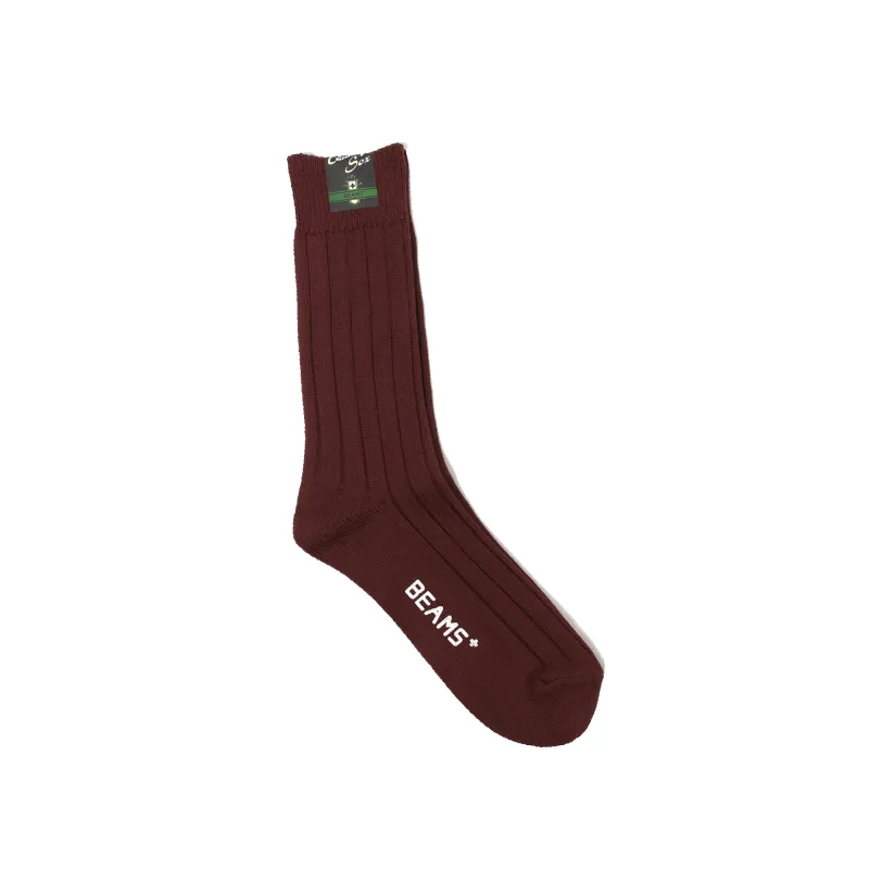 Solid Rib Sock - Burgundy made by BEAMS PLUS