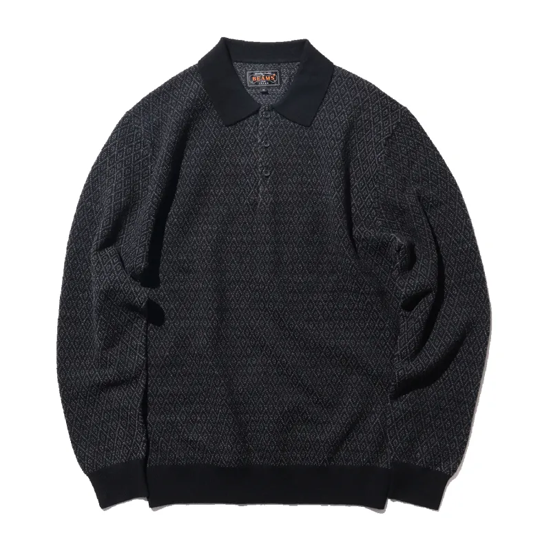 Knit Polo Diamond Pattern - Black sold by Stomping Ground