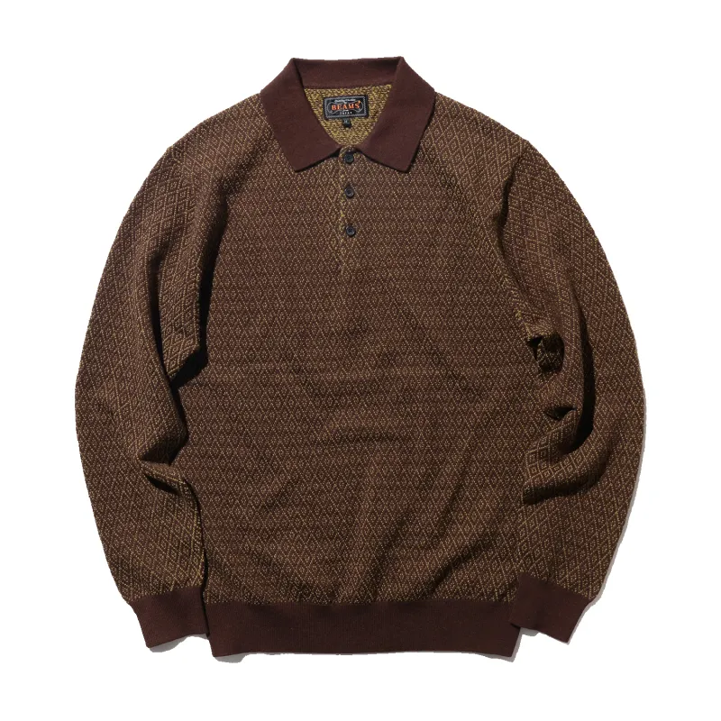 Knit Polo Diamond Pattern - Brown sold by Stomping Ground