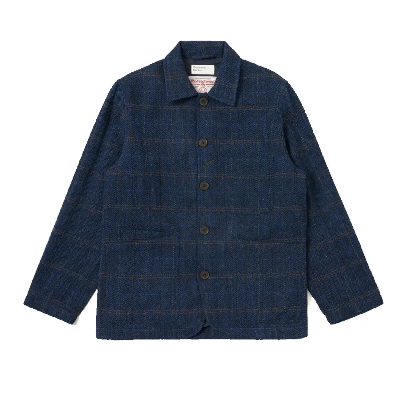 Bakers Chore Jacket - Navy Harris Tweed Plaid sold by Stomping Ground