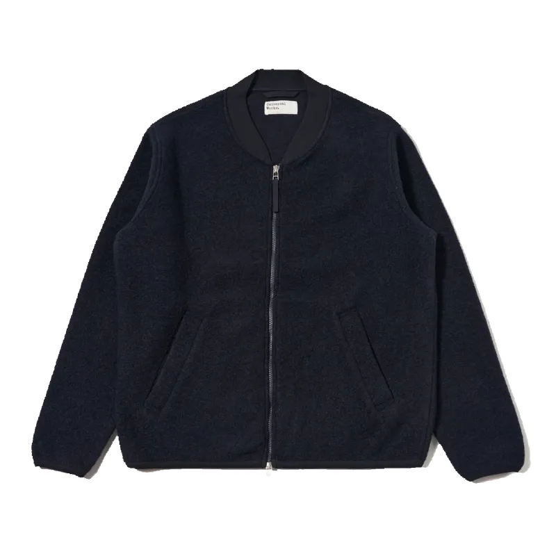 Zip Bomber Wool Fleece - Navy made by Universal Works