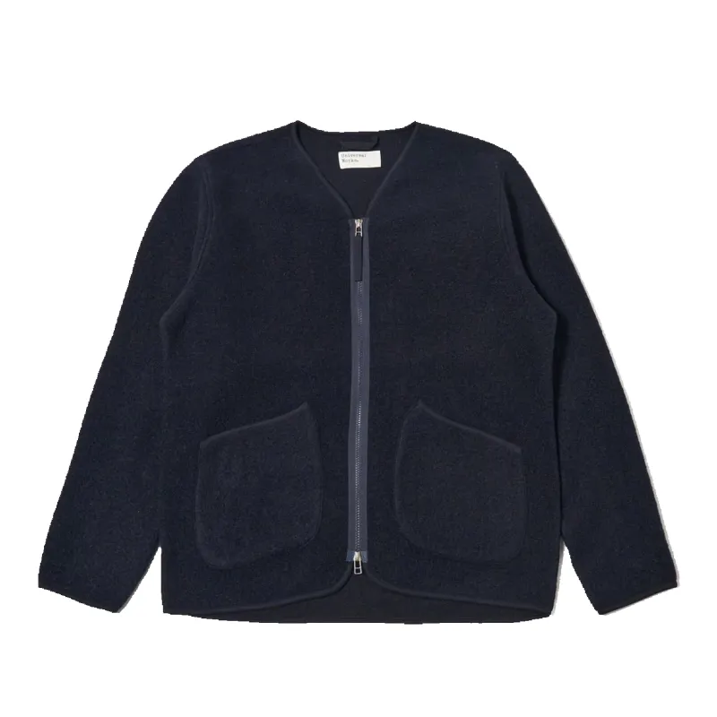 Zip Liner Jacket Wool Fleece - Navy sold by Stomping Ground