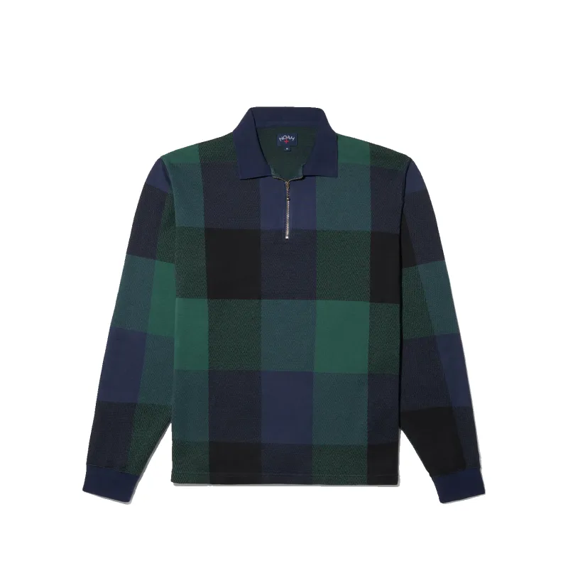 Buffalo Plaid Zip Polo - Navy / Green sold by Stomping Ground