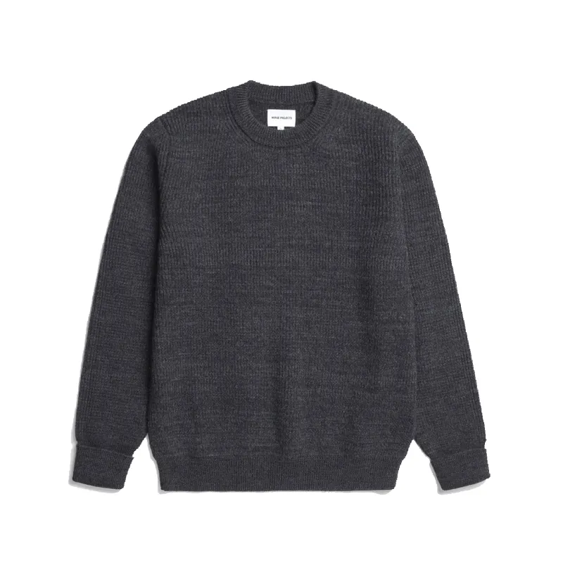 Henning Cotton Wool Rib Sweater - Dark Grey Melange sold by Stomping Ground