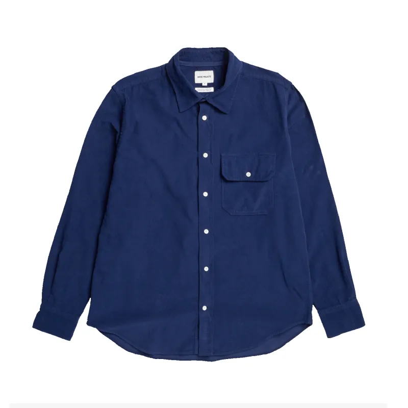 Algot Relaxed Micro Cord Shirt - Dark Navy sold by Stomping Ground