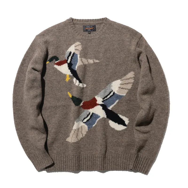 Intarsia Crewneck Duck - Beige sold by Stomping Ground