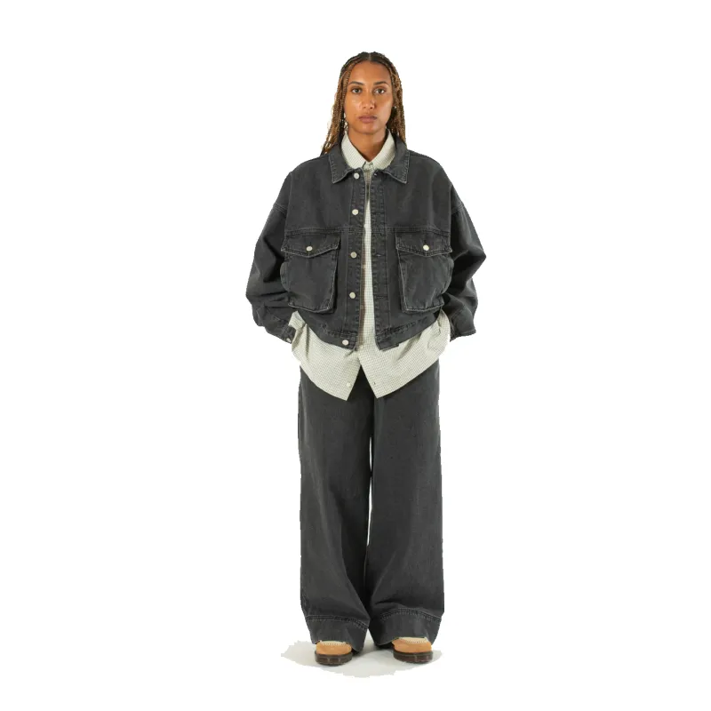 Boxy Denim Trucker - Black sold by Stomping Ground