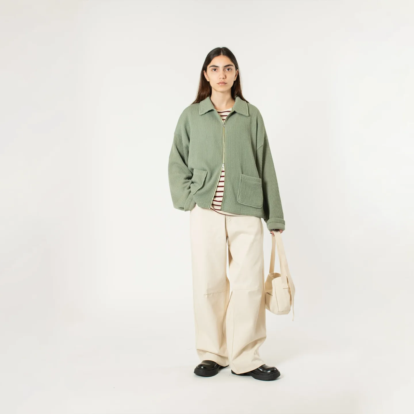 Double Zip Up Pocket Sweater - Sage sold by Stomping Ground product image thumbnail 3