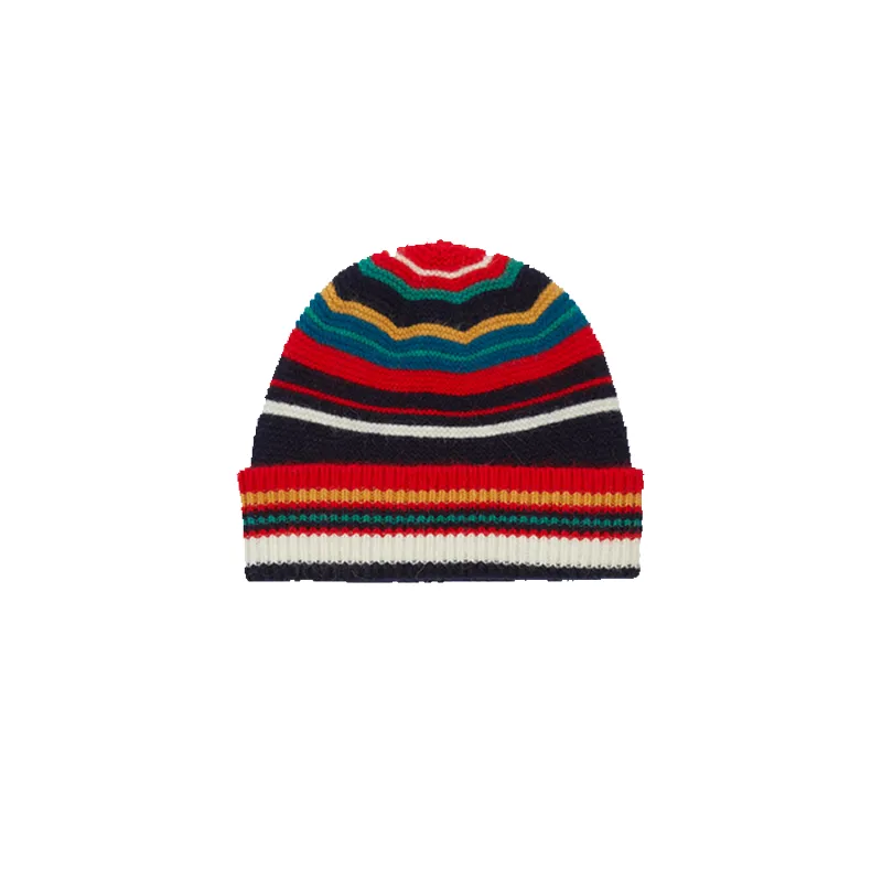 Purl Stitch Striped Beanie - Red / Blue sold by Stomping Ground