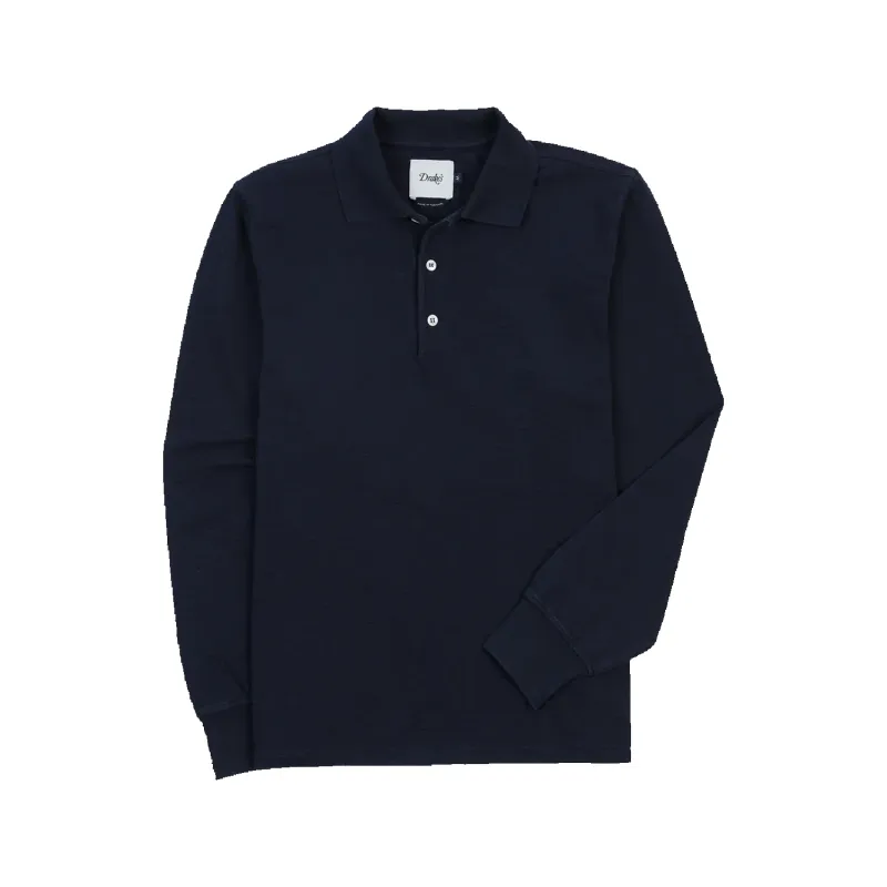 LS Pique Jersey Polo - Navy sold by Stomping Ground