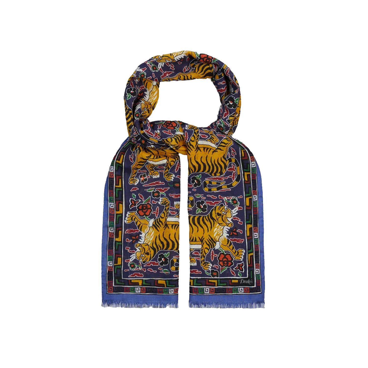 Archival Jumbo Tiger Printed Scarf - Navy sold by Stomping Ground