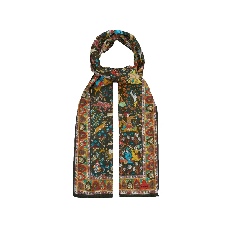 Mogul Garden Printed Scarf - Dark Green sold by Stomping Ground