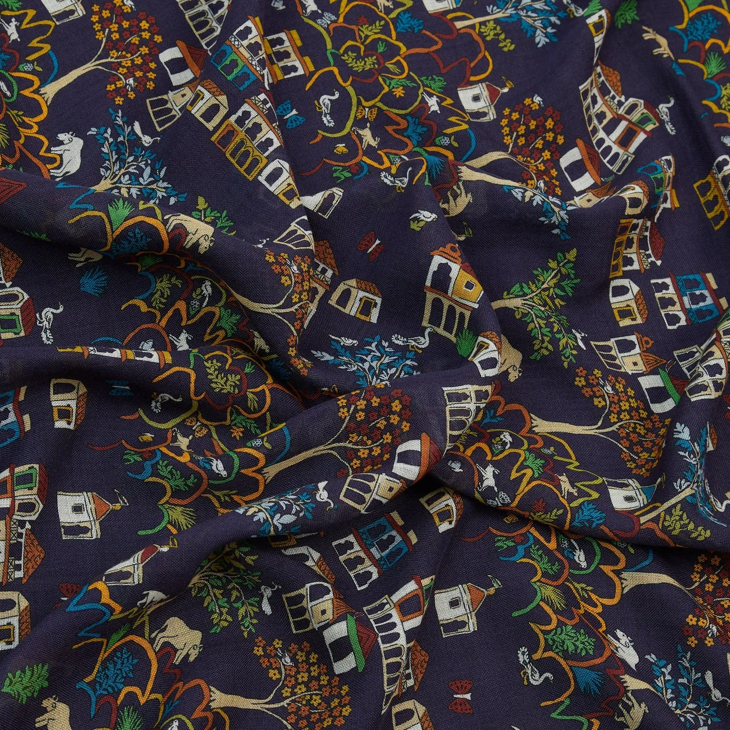 Antique Village Printed Scarf - Navy sold by Stomping Ground product image thumbnail 3