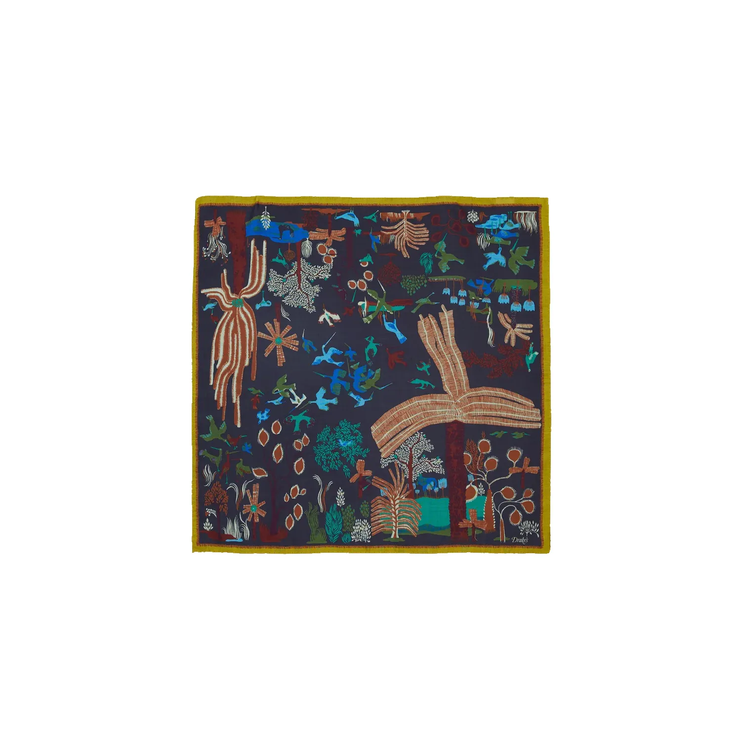 Palms And Birds Bandana - Navy / Yellow sold by Stomping Ground