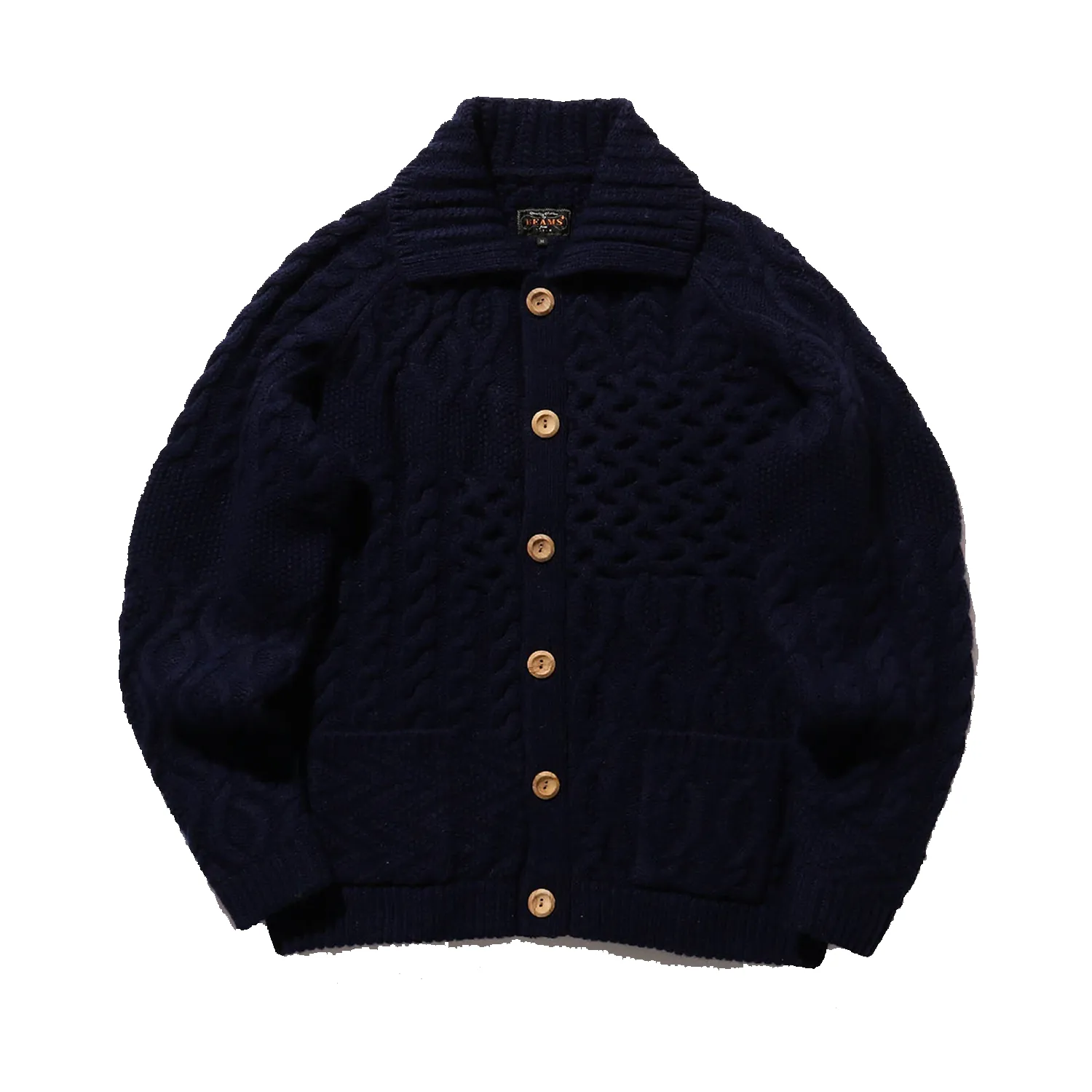 Aran Patchwork Cardigan - Navy sold by Stomping Ground