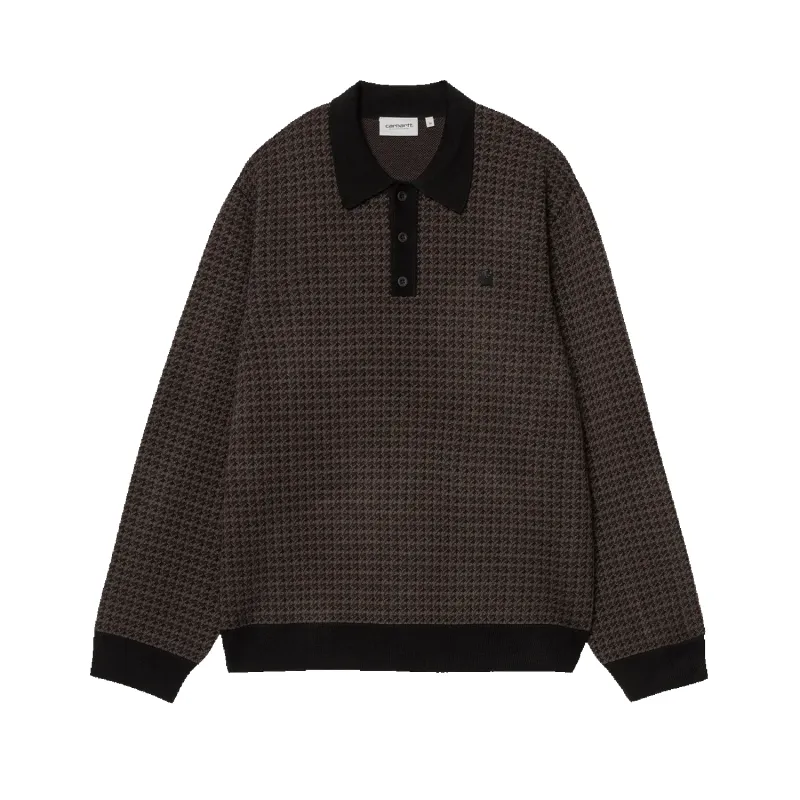 L/S Lowis Polo - Vitola Heather Houndstooth sold by Stomping Ground